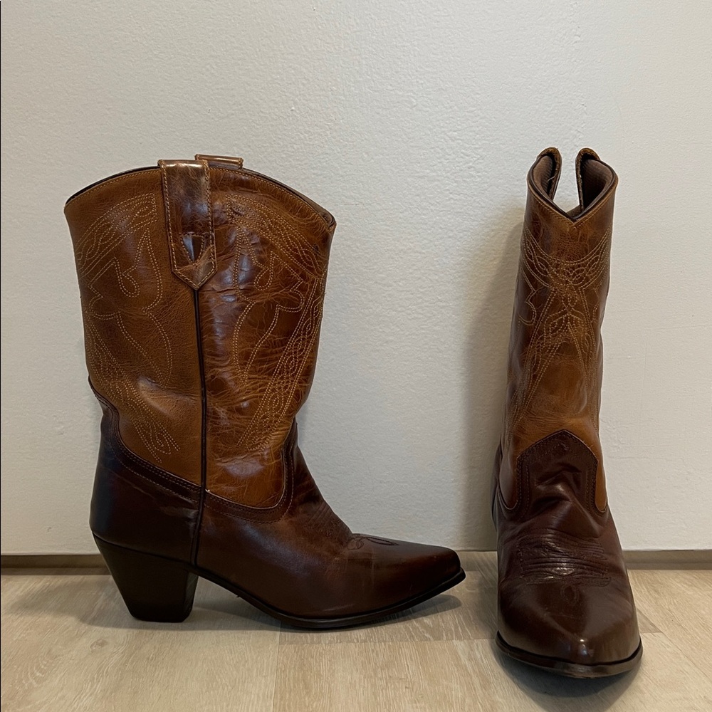 Brown Leather Cowboy Boots